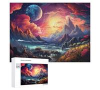 500 Piece Jigsaw Puzzle for Adults, Fantasy Landscape with Celestial Bodies