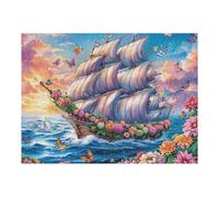 500 Piece Jigsaw Puzzle for Adults Flower Ancient Sailing Ship 500 PCS 52×38cm High Difficulty Puzzle for Advanced Players Great for Skill Training Challenge Yourself Gift