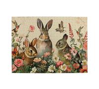 500 Piece Jigsaw Puzzle for Adults,Flowers Bunnies Birds, Puzzles with Letters on Back, Challenging Puzzle for Game Night Home Décor, 15 x 20.4