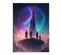 500 Piece Jigsaw Puzzle for Adults, Four Figures Gazing at Cosmic Tower