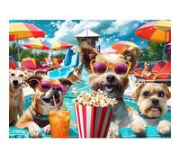 500 Piece Jigsaw Puzzle for Adults,Fun at The Amusement Park Dog Puzzles,Funny Puppy Jigsaw Puzzles,Animal Pet Lover Challenging Puzzles for Friends Family Activity Game Nights Gifts