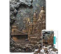 500 Piece Jigsaw Puzzle for Adults, Golden Budapest City Stone Relief