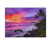 500 Piece Jigsaw Puzzle for Adults - Island Sunset Over Pacific Ocean, Challenging & Relaxing Puzzle Game, Glossy Recycled Paper, Great for Mindful Play & Gift (20.5x15 in)