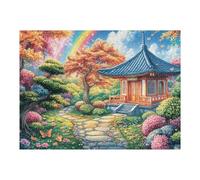 500 Piece Jigsaw Puzzle for Adults Japanese Cottage Garden Spring 500 PCS 52×38cm Winter Holiday Indoor Activity Perfect for Cold Days Family Time Together Fun Hobby Gift