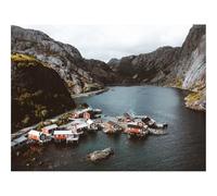 500 Piece Jigsaw Puzzle for Adults & Kids-Fjord,buildings,aerial,view 52x38cm