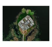 500 Piece Jigsaw Puzzle for Adults & Kids-Island,Roofs,Path,Water,Aerial View 52x38cm