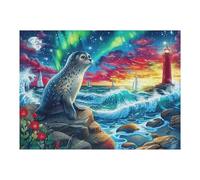 500 Piece Jigsaw Puzzle for Adults Lighthouse Seal 500 PCS 52×38cm Vibrant Non-Fading Print Framable Wall Art Ideal for Living Room Bedroom Office Home Artistic