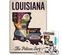 500 Piece Jigsaw Puzzle for Adults, Louisiana︰ The Pelican State Art Print