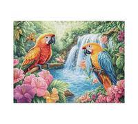 500 Piece Jigsaw Puzzle for Adults Macaw Waterfall 500 PCS 52×38cm Stress Relief Anxiety Reduction Puzzle Perfect for Office Workers Daily Unwind After Long Work Hours