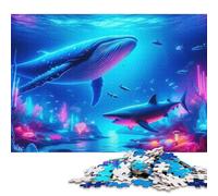 500 Piece Jigsaw Puzzle for Adults Neon Underwater Scene Square Jigsaw Puzzles, for Adults And Woodenboard Puzzles Educational Game Challenge Toy 500pcs (52x38cm)