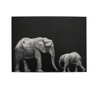 500 Piece Jigsaw Puzzle for Adults,Old Elephant and Young Elephant, Puzzles with Letters on Back, Challenging Puzzle for Game Night Home Décor, 15 x 20.4