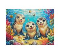500 Piece Jigsaw Puzzle for Adults Otter Trio 500 PCS 52×38cm Artistic Pattern Puzzle Ideal for Art Lovers Home Wall Decoration Collectible Artwork Display Gift