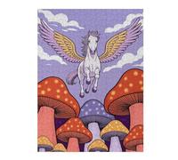 500 Piece Jigsaw Puzzle for Adults, Pegasus Flying Over Mushroom Forest