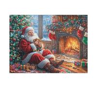 500 Piece Jigsaw Puzzle for Adults Santa Claus Christmas Fireplace 52×38cm Stress Relief Anxiety Reduction Puzzle Perfect for Office Workers Daily Unwind After Long Work Hours