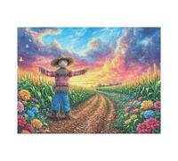 500 Piece Jigsaw Puzzle for Adults Scarecrow Flower Field 500 PCS 52×38cm 14+s Friendly Puzzle Great for Parent-14+ Interaction Improve 14+ren's Concentration Patience