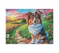 500 Piece Jigsaw Puzzle for Adults Shetland Sheepdog Fall Farm 52×38cm High Difficulty Puzzle for Advanced Players Great for Skill Training Challenge Yourself Gift