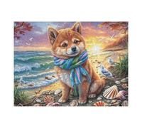 500 Piece Jigsaw Puzzle for Adults Shiba Inu on Beach 500 PCS 52×38cm Precision Cut Tight Fit No Burrs Perfect for Family Bonding Parent-14+ Interactive Game Holiday Indoor