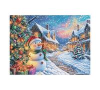 500 Piece Jigsaw Puzzle for Adults Snowman Christmas Cabin Snowy 52×38cm Beginner Level Puzzle for New Players Easy Assembly Smooth Experience All Ages Friendly Gift