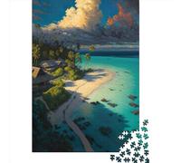 500 Piece Jigsaw Puzzle for Adults Summer Holiday Puzzles 500 Pieces Wooden Board Jigsaw- Relax Puzzles Games-Brain Teaser Puzzle 500pcs (52x38cm)