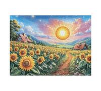 500 Piece Jigsaw Puzzle for Adults Sunflower Field 500 PCS 52×38cm Precision Cut Tight Fit No Burrs Perfect for Family Bonding Parent-14+ Interactive Game Holiday Indoor