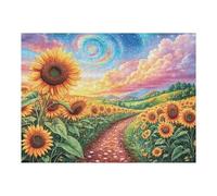 500 Piece Jigsaw Puzzle for Adults Sunflower Field Sunset 500 PCS 52×38cm Birthday Gift for Teens Adults Fun Hobby Perfect for Leisure Time Brain Exercise Gift