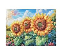 500 Piece Jigsaw Puzzle for Adults Sunflower Field Sunset 500 PCS 52×38cm Graduation Gift for Students Great for Brain Training Relaxation After Long Time Study Gift