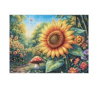 500 Piece Jigsaw Puzzle for Adults Sunflower Field Sunset 52×38cm Retirement Gift for Elderly Great for Brain Health Memory Training Leisure Time Activity Gift