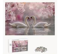 500 Piece Jigsaw Puzzle for Adults, Swan & Flower Premium Wooden Puzzles with Poster, Classic Cut, Interlocking Pieces for Home Decor & Mindfulness 20 x 15 in - Aged 14+ Only (Not a Toy) P3#681