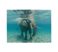 500 Piece Jigsaw Puzzle for Adults,Swimming African Elephant, Puzzles with Letters on Back, Challenging Puzzle for Game Night Home Décor, 15 x 20.4