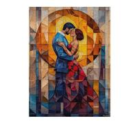 500 Piece Jigsaw Puzzle for Adults, The Kiss Stained Glass Mosaic Artwork