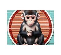 500 Piece Jigsaw Puzzle for Adults,The Silent Monkey, Puzzles with Letters on Back, Challenging Puzzle for Game Night Home Décor, 15 x 20.4
