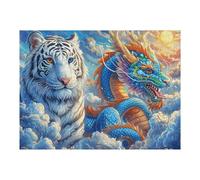 500 Piece Jigsaw Puzzle for Adults Tiger Vs Dragon 500 PCS 52×38cm Premium Cardboard Tight Seamless Fit No Bending Tearing Long Lasting Durable Use Gift