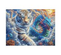 500 Piece Jigsaw Puzzle for Adults Tiger Vs Dragon 500 PCS 52×38cm Thick Sturdy Cardboard HD Printing Stress Relief Ideal for Home Leisure Hobby Family Game Night