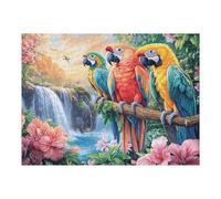 500 Piece Jigsaw Puzzle for Adults Waterfall Parrot 500 PCS 52×38cm Valentine's Day Gift for Couple Fun Bonding Activity Smooth Assembly Leisure Time Together
