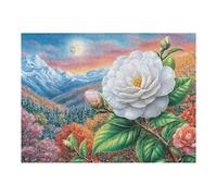 500 Piece Jigsaw Puzzle for Adults White Rose Flower Field 500 PCS 52×38cm Thick Sturdy Cardboard HD Printing Stress Relief Ideal for Home Leisure Hobby Family Game Night