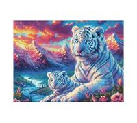 500 Piece Jigsaw Puzzle for Adults White Tiger Snowy Forest 500 PCS 52×38cm Framable Home Decor Artwork HD Clear Details Dust-Free Smooth Assembly Experience No Puzzle Dust