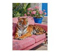 500 Piece Jigsaw Puzzle for Adults - Wild Animal Tiger Laying on Sofa - Unique Cut Pieces - Great for Relaxing and Mindful Activity - Finished Size 20.5" x 15"