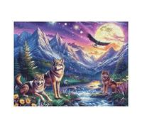 500 Piece Jigsaw Puzzle for Adults Wolf Aurora Snow Mountain 52×38cm Stress Relief Puzzle for Office Workers Great for After Work Unwind Relaxation Hobby Gift