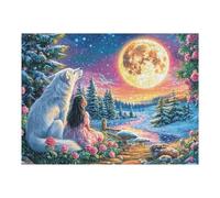 500 Piece Jigsaw Puzzle for Adults Wolf Moon Night Forest 52×38cm Rainy Day Indoor Activity Perfect for 14+s Teens Adults Family Fun Safe No Burrs Material Gift