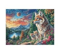 500 Piece Jigsaw Puzzle for Adults Wolf Snowy Mountain Moon Night 52×38cm Precision Cut Tight Fit No Burrs Perfect for Family Bonding Parent-14+ Interactive Game Holiday Indoor