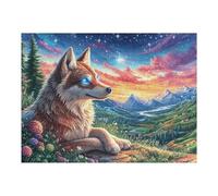 500 Piece Jigsaw Puzzle for Adults Wolf Sunset Snow Mountain 52×38cm Holiday Party Activity Perfect for Christmas New Year Gathering Family Friends Fun Timegift