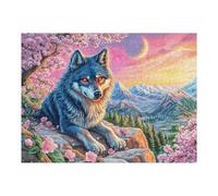 500 Piece Jigsaw Puzzle for Adults Wolf Sunset Snow Mountain 52×38cm Valentine's Day Gift for Couple Fun Bonding Activity Smooth Assembly Leisure Time Together