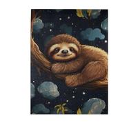 500 Piece Jigsaw Puzzle for Adults Wooden Challenging Puzzle Custom Personalized Cute Baby Sloths Sleeping Picture Puzzle for Game Nights Family Wood Puzzle Finished Size 20.4"x15"