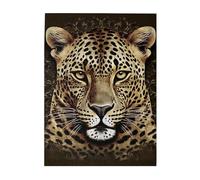500 Piece Jigsaw Puzzle for Adults Wooden Challenging Puzzle Custom Personalized Patterned Leopard Head Picture Puzzle for Game Nights Family Wood Puzzle Finished Size 20.4"x15"