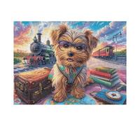 500 Piece Jigsaw Puzzle for Adults Yorkshire Terrier Fall Forest 52×38cm for 14+s Teens Adults Fun Family Activity Holiday Time Together Gift