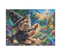 500 Piece Jigsaw Puzzle for Adults Yorkshire Terrier Witch Hat Halloween 52×38cm Premium Cardboard Tight Seamless Fit No Bending Tearing Long Lasting Durable Use Gift