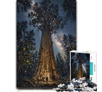 500 Piece Jigsaw Puzzle, Giant Sequoia Night Sky - Nature Poster, Myst
