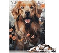 500 Piece Jigsaw Puzzle Golden Retriever Cuteness Wooden Puzzles for Adults Brain Teaser Game 500pcs (52x38cm)
