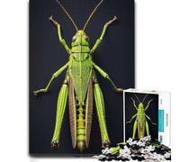500 Piece Jigsaw Puzzle, Green Grasshopper Detailed Macro Photography