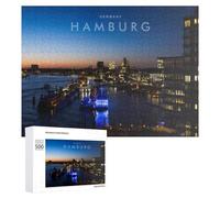 500 Piece Jigsaw Puzzle, Hamburg Nights City Lights Reflecting on Wat